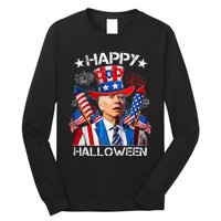 Funny Joe Biden 4th Of July Happy Halloween Firework Long Sleeve Shirt