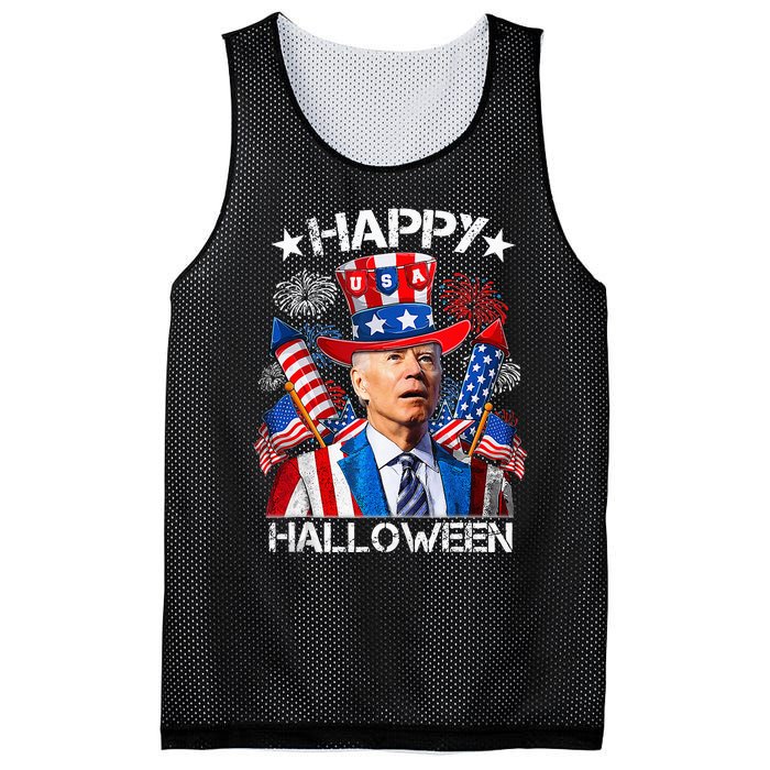 Funny Joe Biden 4th Of July Happy Halloween Firework Mesh Reversible Basketball Jersey Tank