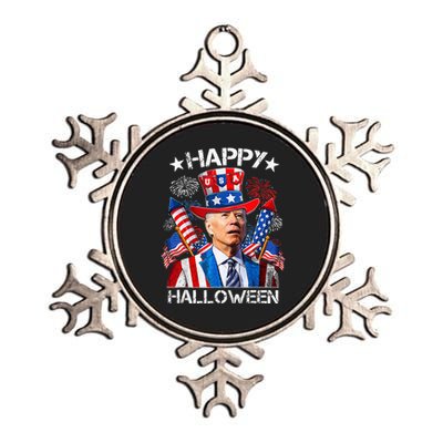 Funny Joe Biden 4th Of July Happy Halloween Firework Metallic Star Ornament