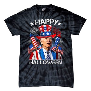 Funny Joe Biden 4th Of July Happy Halloween Firework Tie-Dye T-Shirt