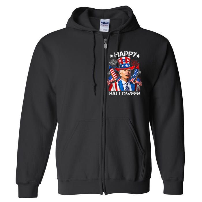 Funny Joe Biden 4th Of July Happy Halloween Firework Full Zip Hoodie