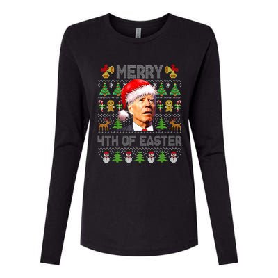 Funny Joe Biden Merry 4th Of Easter Ugly Christmas Sweater Womens Cotton Relaxed Long Sleeve T-Shirt