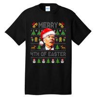 Funny Joe Biden Merry 4th Of Easter Ugly Christmas Sweater Tall T-Shirt