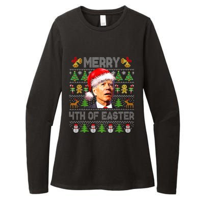 Funny Joe Biden Merry 4th Of Easter Ugly Christmas Sweater Womens CVC Long Sleeve Shirt