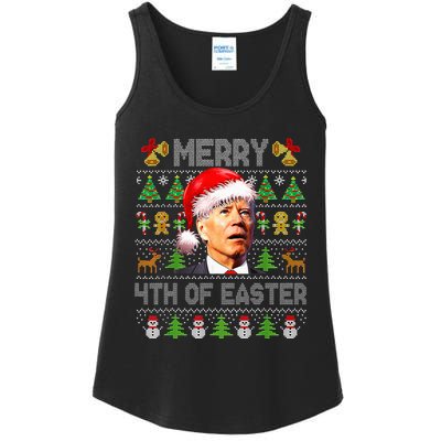 Funny Joe Biden Merry 4th Of Easter Ugly Christmas Sweater Ladies Essential Tank