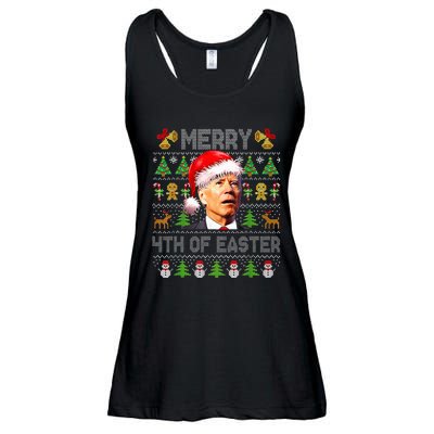 Funny Joe Biden Merry 4th Of Easter Ugly Christmas Sweater Ladies Essential Flowy Tank