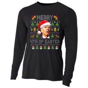 Funny Joe Biden Merry 4th Of Easter Ugly Christmas Sweater Cooling Performance Long Sleeve Crew