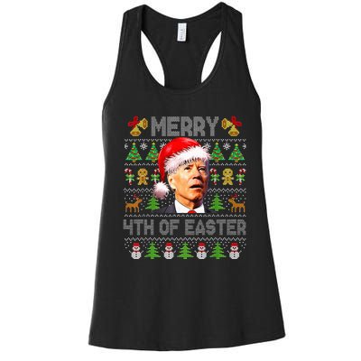 Funny Joe Biden Merry 4th Of Easter Ugly Christmas Sweater Women's Racerback Tank