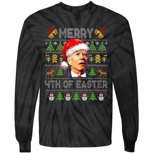 Funny Joe Biden Merry 4th Of Easter Ugly Christmas Sweater Tie-Dye Long Sleeve Shirt