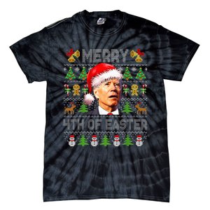 Funny Joe Biden Merry 4th Of Easter Ugly Christmas Sweater Tie-Dye T-Shirt