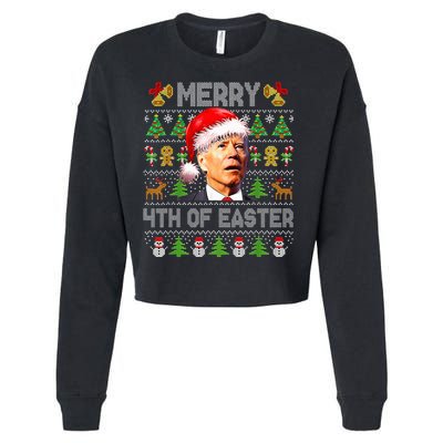 Funny Joe Biden Merry 4th Of Easter Ugly Christmas Sweater Cropped Pullover Crew