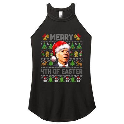 Funny Joe Biden Merry 4th Of Easter Ugly Christmas Sweater Women's Perfect Tri Rocker Tank