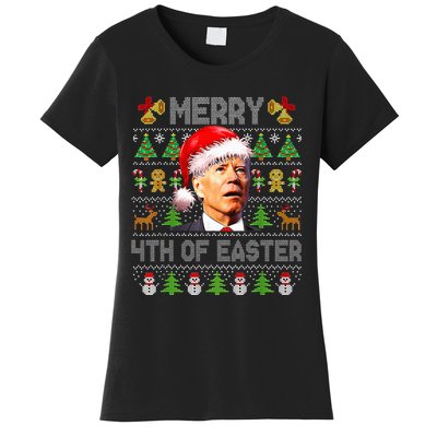 Funny Joe Biden Merry 4th Of Easter Ugly Christmas Sweater Women's T-Shirt