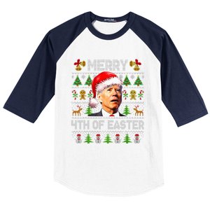 Funny Joe Biden Merry 4th Of Easter Ugly Christmas Sweater Baseball Sleeve Shirt