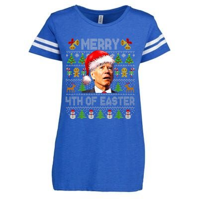 Funny Joe Biden Merry 4th Of Easter Ugly Christmas Sweater Enza Ladies Jersey Football T-Shirt