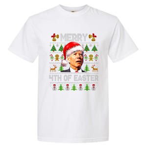 Funny Joe Biden Merry 4th Of Easter Ugly Christmas Sweater Garment-Dyed Heavyweight T-Shirt