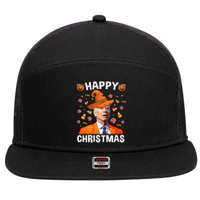 Funny Joe Biden Happy Halloween Happy Christmas 7 Panel Mesh Trucker Snapback Hat