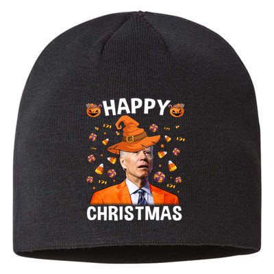 Funny Joe Biden Happy Halloween Happy Christmas Sustainable Beanie