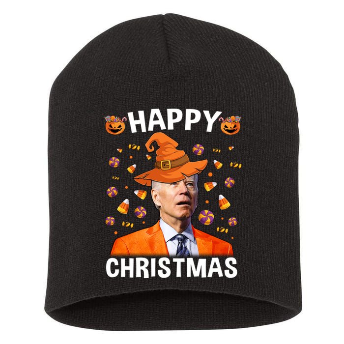 Funny Joe Biden Happy Halloween Happy Christmas Short Acrylic Beanie