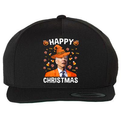 Funny Joe Biden Happy Halloween Happy Christmas Wool Snapback Cap