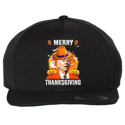 Funny Joe Biden Confused Merry Thanksgiving For Halloween Wool Snapback Cap