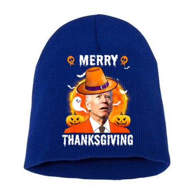 Funny Joe Biden Confused Merry Thanksgiving For Halloween Short Acrylic Beanie