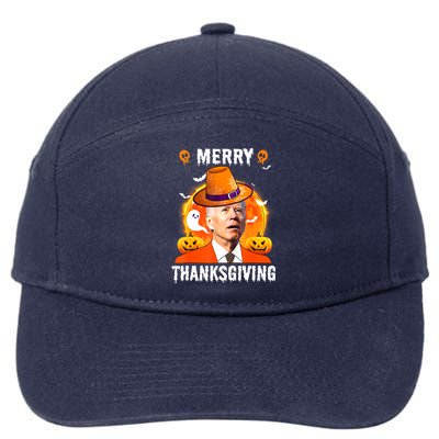 Funny Joe Biden Confused Merry Thanksgiving For Halloween 7-Panel Snapback Hat