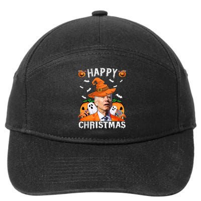 Funny Joe Biden Happy Halloween Happy Christmas 7-Panel Snapback Hat