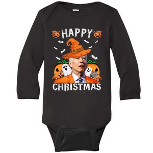 Funny Joe Biden Happy Halloween Happy Christmas Baby Long Sleeve Bodysuit