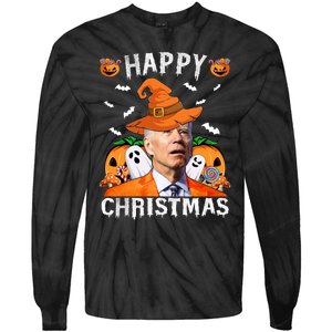 Funny Joe Biden Happy Halloween Happy Christmas Tie-Dye Long Sleeve Shirt