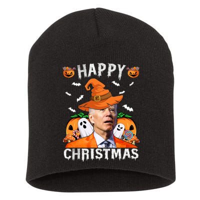 Funny Joe Biden Happy Halloween Happy Christmas Short Acrylic Beanie