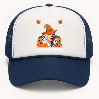 Funny Joe Biden Happy Halloween Happy Christmas Trucker Hat