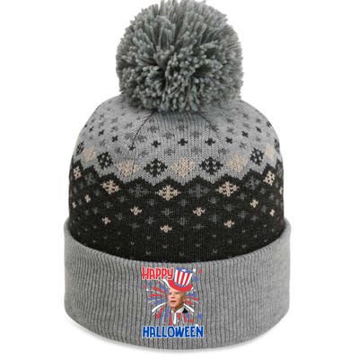 Funny Joe Biden 4th July Confused Happy Halloween Biden Great Gift The Baniff Cuffed Pom Beanie