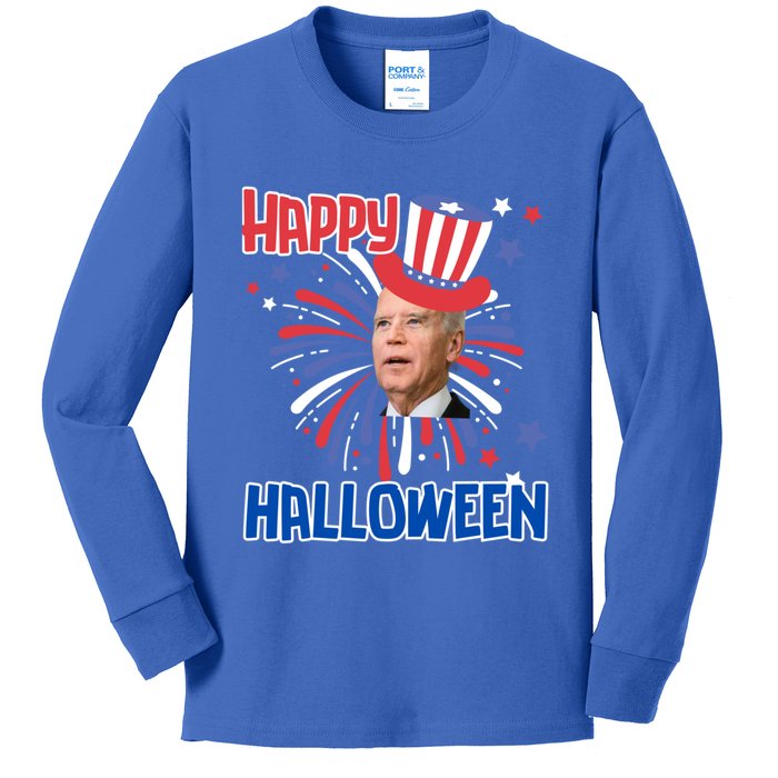 Funny Joe Biden 4th July Confused Happy Halloween Biden Great Gift Kids Long Sleeve Shirt