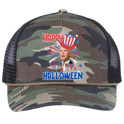 Funny Joe Biden 4th July Confused Happy Halloween Biden Great Gift Retro Rope Trucker Hat Cap