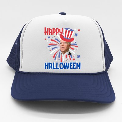 Funny Joe Biden 4th July Confused Happy Halloween Biden Great Gift Trucker Hat