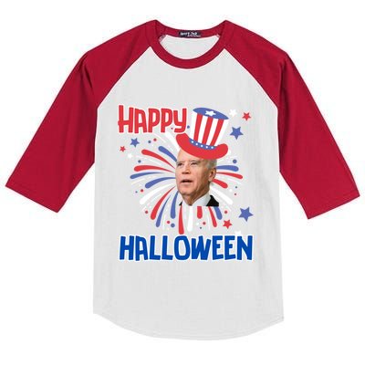 Funny Joe Biden 4th July Confused Happy Halloween Biden Great Gift Kids Colorblock Raglan Jersey