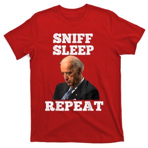 Funny Joe Biden Asleep Sniff Sleep Repeat Anti Biden Liberal T-Shirt