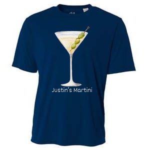 Funny Justin’S Big Martini Drinking Humor Party Cooling Performance Crew T-Shirt