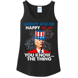 Funny Joe Biden Merry 4th Of You Know..The Thing 4th Of July Ladies Essential Tank