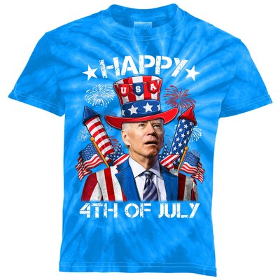 Funny Joe Biden Happy 4th Of July Firework Independence Day Kids Tie-Dye T-Shirt