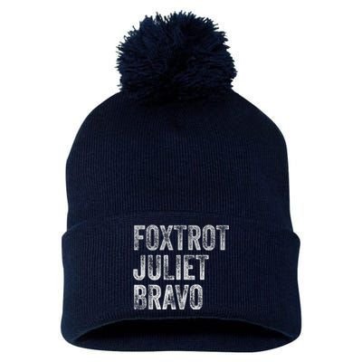 Foxtrot Juliet Bravo Pom Pom 12in Knit Beanie