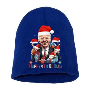 Funny Joe Biden Happy 4th Of July Ugly Xmas Merry Christmas Cool Gift Short Acrylic Beanie