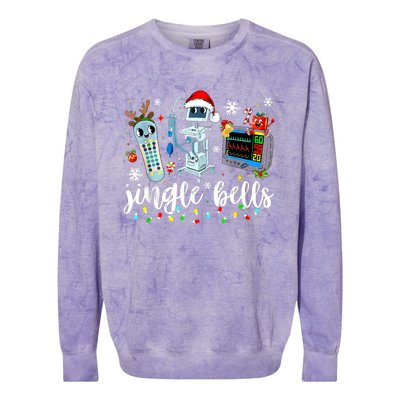 Funny Jingle Bells Telemetry Nurse Christmas Tech Nursing Colorblast Crewneck Sweatshirt