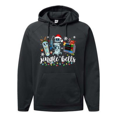 Funny Jingle Bells Telemetry Nurse Christmas Tech Nursing Performance Fleece Hoodie