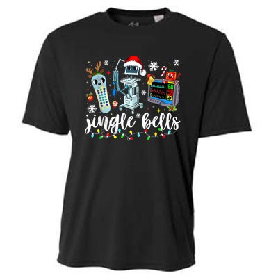 Funny Jingle Bells Telemetry Nurse Christmas Tech Nursing Cooling Performance Crew T-Shirt