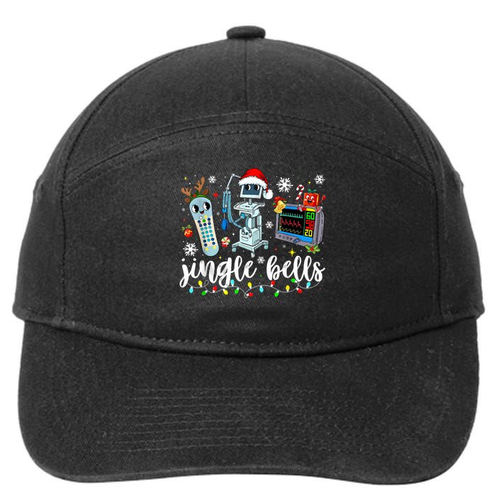 Funny Jingle Bells Telemetry Nurse Christmas Tech Nursing 7-Panel Snapback Hat