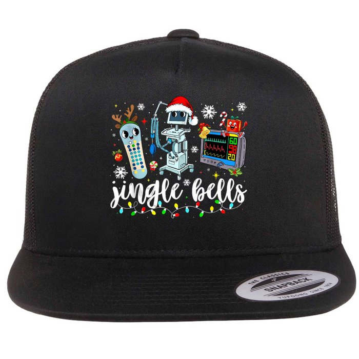 Funny Jingle Bells Telemetry Nurse Christmas Tech Nursing Flat Bill Trucker Hat