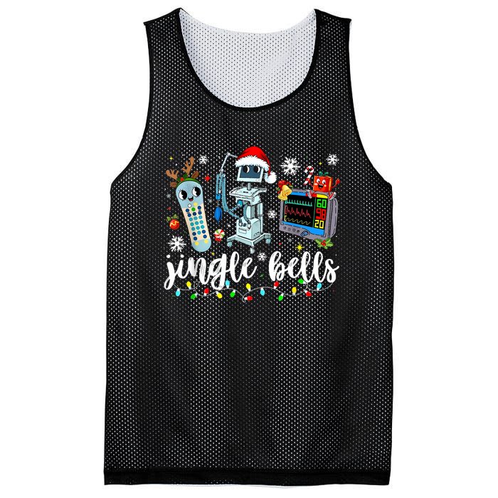 Funny Jingle Bells Telemetry Nurse Christmas Tech Nursing Mesh Reversible Basketball Jersey Tank