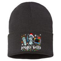 Funny Jingle Bells Telemetry Nurse Christmas Tech Nursing Sustainable Knit Beanie